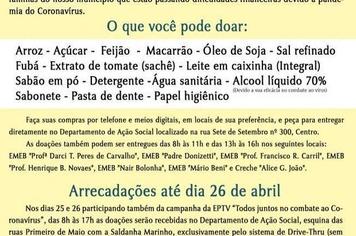 CAMPANHA DE ARRECADAÇÃO DE ALIMENTOS “VARGEM SOLIDÁRIA”