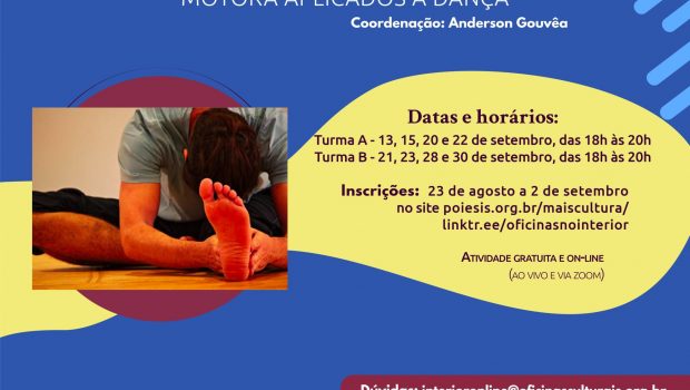 OFICINA DE PRINCIPIOS DA COORDENAÇÃO MOTORA APLICADOS A DANÇA JÁ ESTÁ COM AS INSCRIÇÕES ABERTAS