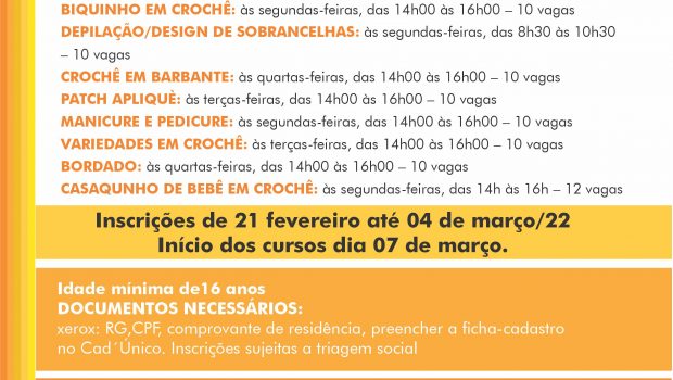 INSCRIÇÕES PARA CURSO DE CAPACITAÇÃO DO FORTALECENDO A FAMÍLIA