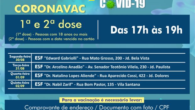 SEMANA DE VACINAÇÃO CONTRA A COVID-19 EM HORÁRIOS DIFERENCIADOS