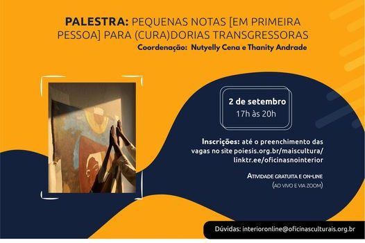 PALESTRA PEQUENAS NOTAS [EM PRIMEIRA PESSOA] PARA (CURA)DORIAS TRANSGRESSORAS