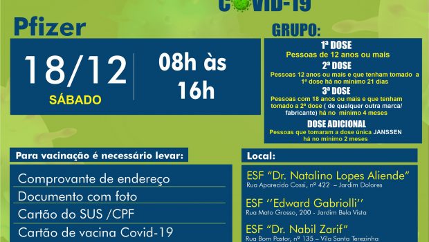 VACINAÇÃO 1ª, 2ª E 3ª DOSE PFIZER