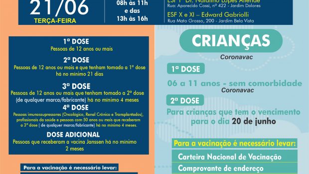 VACINAÇÃO CONTRA GRIPE E COVID-19 AMANHÃ!
