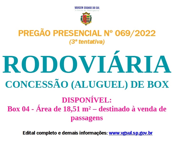 EDITAL PARA CONCESSÃO (ALUGUEL) DE BOX DA RODOVIÁRIA