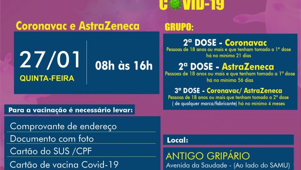 VACINAÇÃO 2ª E 3ª ASTRAZENECA E CORONAVAC