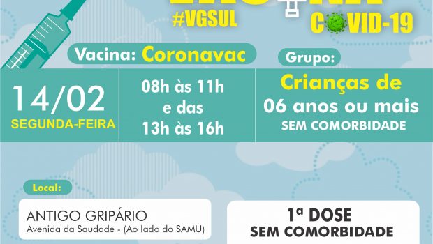 VACINAÇÃO DE 1ª DOSE PFIZER PARA CRIANÇAS DE 5 ANOS (SEM COMORBIDADES) E DE 05 A 11 ANOS COM COMORBIDADES