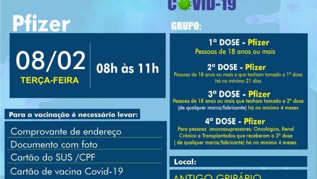 VACINAÇÃO 1ª, 2ª, 3ª E 4ª DOSE DA PFIZER
