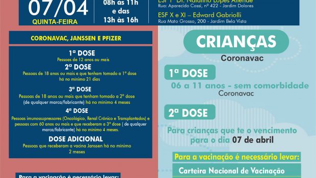 AMANHÃ VACINAÇÃO CONTRA A COVID-19 E GRIPE!