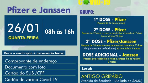 VACINAÇÃO 1ª, 2ª, 3ª DOSE e DOSE ADICIONAL