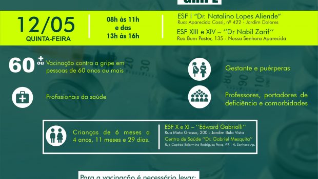 VACINAÇÃO CONTRA GRIPE AMANHÃ!