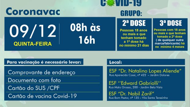 VACINAÇÃO 2ª E 3ª DOSE CORONAVAC