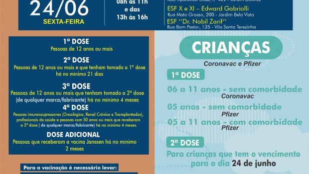 AMANHÃ TEM VACINAÇÃO CONTRA A COVID-19!