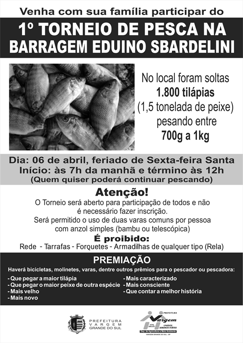 1º Torneio de Pesca na Barragem Eduino Sbardelini