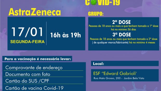 VACINAÇÃO 2ª e 3ª DOSE – ASTRAZENECA