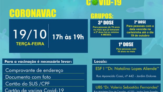 VACINAÇÃO DE 1ª, 2ª e 3ª DOSE contra a COVID-19 EM DOIS POSTOS DE SAÚDE