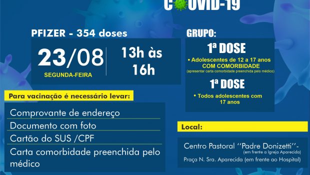 VACINAÇÃO 1ª DOSE PFIZER contra a COVID-19