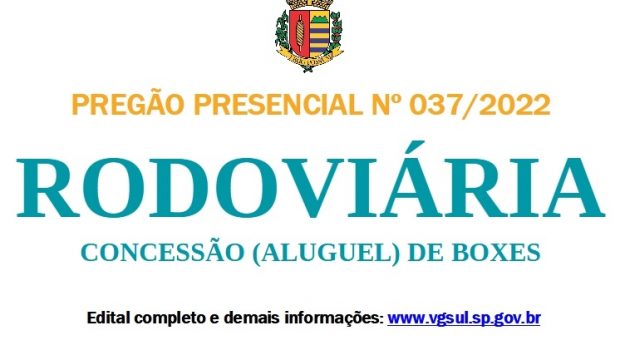 PREFEITURA LIBERA EDITAL PARA CONCESSÃO (ALUGUEL) DE 03 BOXES DA RODOVIÁRIA