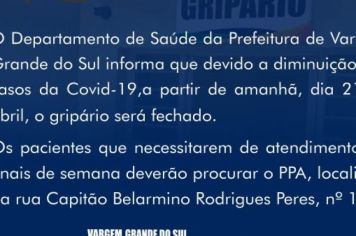 COMUNICADO FECHAMENTO GRIPÁRIO