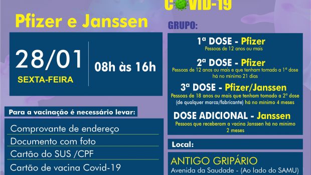 VACINAÇÃO 1ª, 2ª, 3ª DOSE e DOSE ADICIONAL