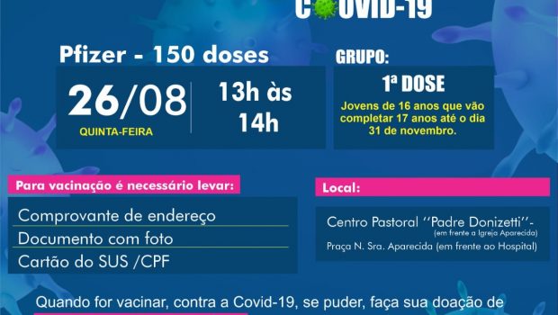 VACINAÇÃO 1ª DOSE PFIZER contra a COVID-19