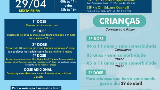 VACINAÇÃO AMANHÃ CONTRA A GRIPE E COVID-19