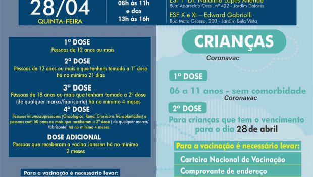VACINAÇÃO AMANHÃ CONTRA COVID-19 E GRIPE