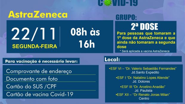 VACINAÇÃO 2ª DOSE ASTRAZENECA