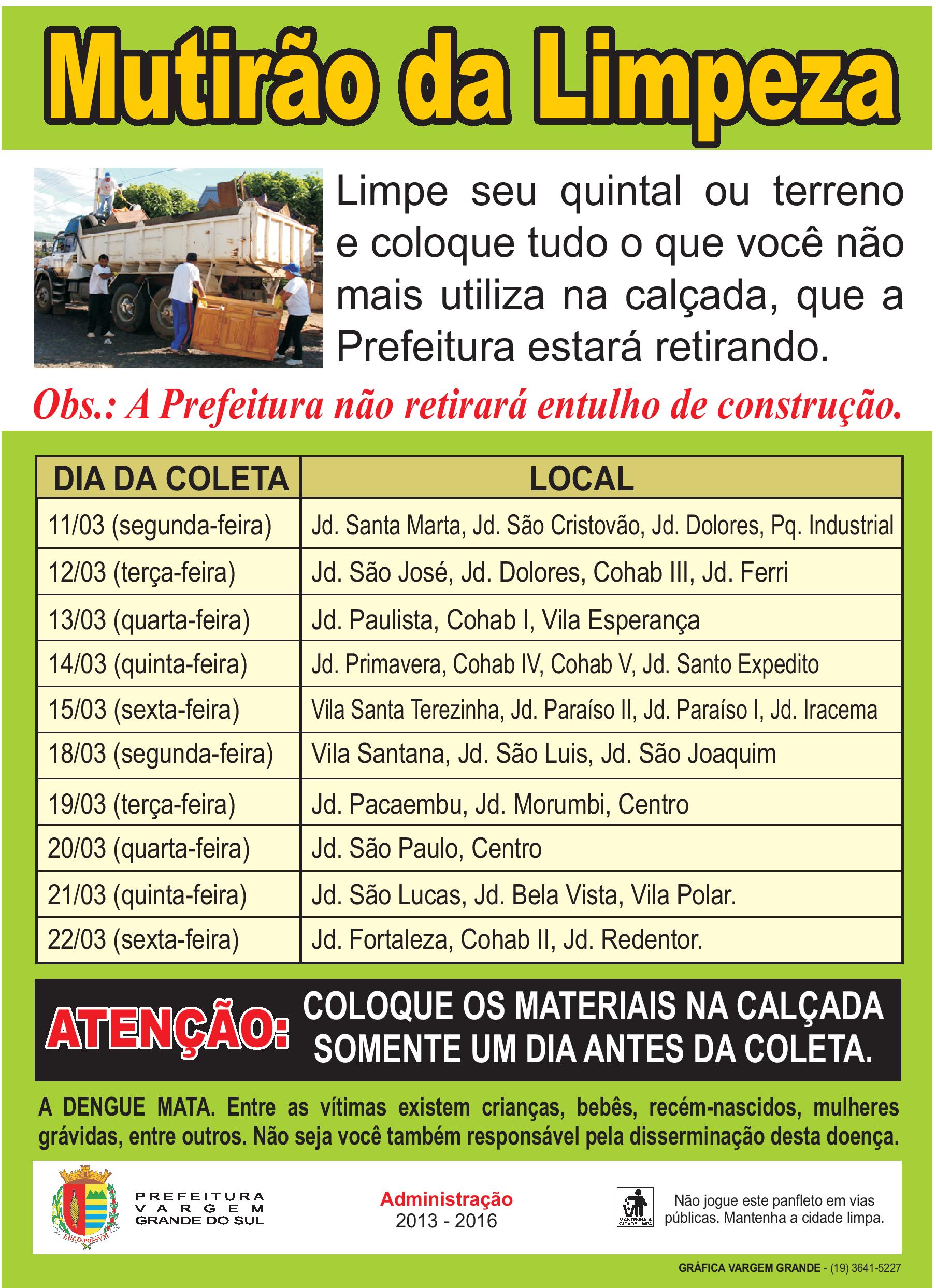 Mutirão da Limpeza: confira toda programação