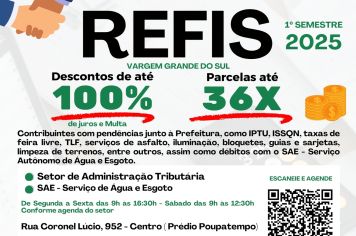 CONTRIBUINTES PODEM QUITAR DÉBITOS DE ÁGUA E IMPOSTOS COM DESCONTOS DE JUROS E MULTAS