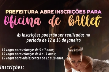 INSCRIÇÕES PARA A OFICINA DE BALLET CLÁSSICO