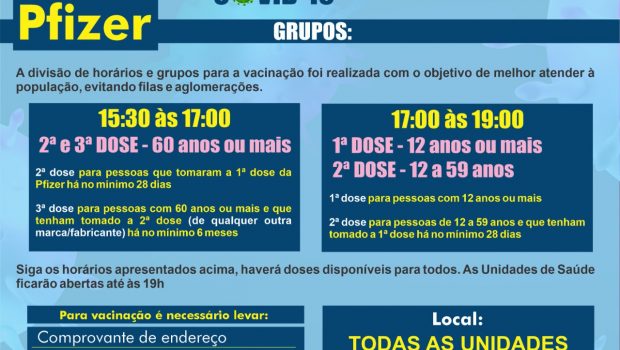 VACINAÇÃO DE 1ª,2ª E 3ª DOSE PFIZER