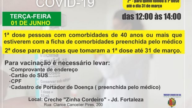 VACINAÇÃO COVID-19: 1ª OU 2ª DOSE COMORBIDADES