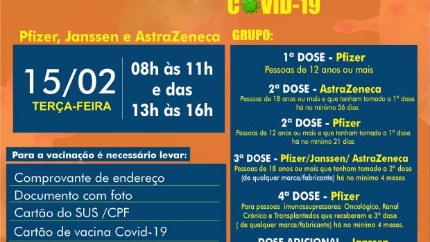 VACINAÇÃO 1ª, 2ª, 3ª, 4ª E DOSE ADICIONAL ASTRAZENECA, JANSSEN e PFIZER