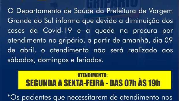 GRIPÁRIO: MUDANÇA NO ATENDIMENTO
