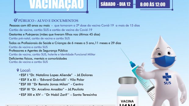 SABÁDO (12) CONTINUA A VACINAÇÃO CONTRA GRIPE PARA OS GRUPOS PRIORITÁRIOS