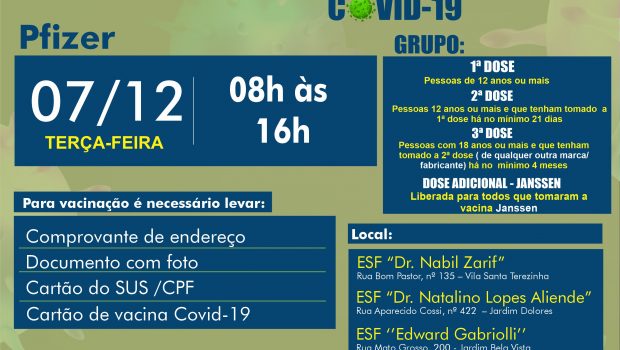 VACINAÇÃO 1ª,2ª ,3ª E DOSE ADICIONAL DA PFIZER