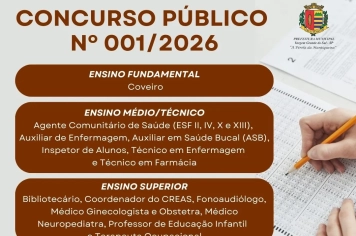 A PREFEITURA PUBLICOU EDITAL DE CONCURSO PÚBLICO PARA DIVERSOS CARGOS
