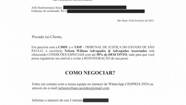 CARTAS ENVIADAS AOS MUTUÁRIOS DA CDHU É GOLPE !
