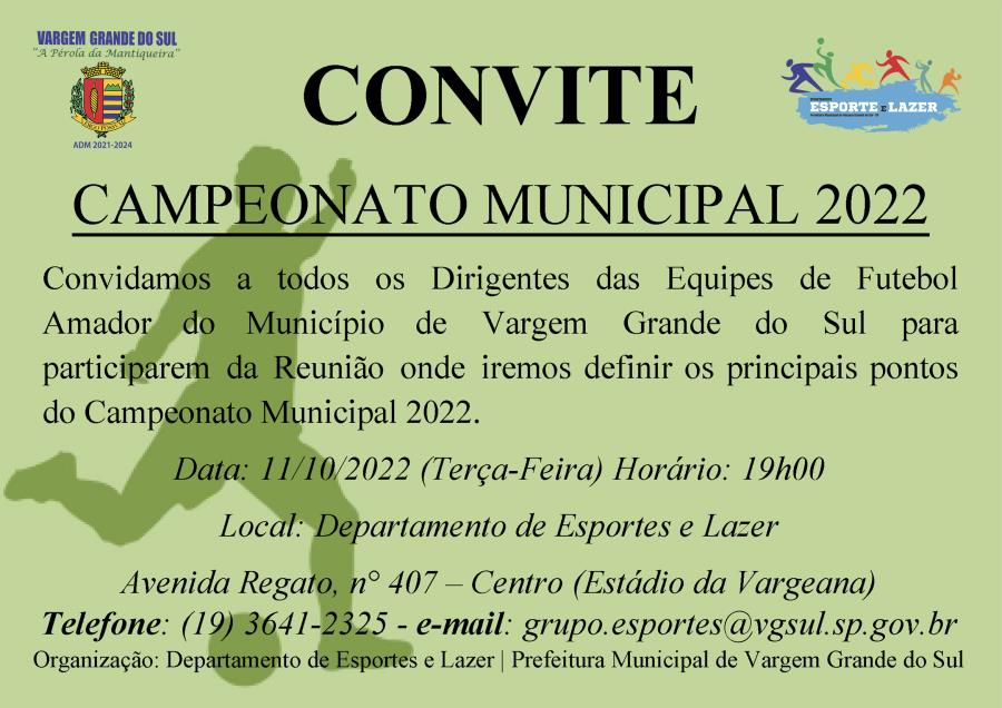 CONVITE DIRIGENTES DAS EQUIPES DE FUTEBOL