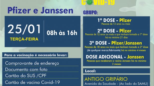 VACINAÇÃO 1ª, 2ª, 3ª DOSE e DOSE ADICIONAL