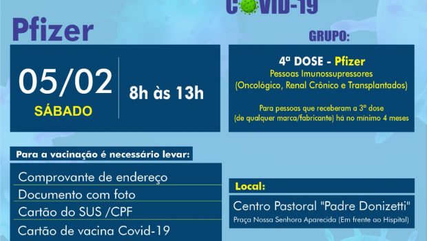 VACINAÇÃO 4ª DOSE DE PFIZER PARA IMUNOSSUPRESSORES