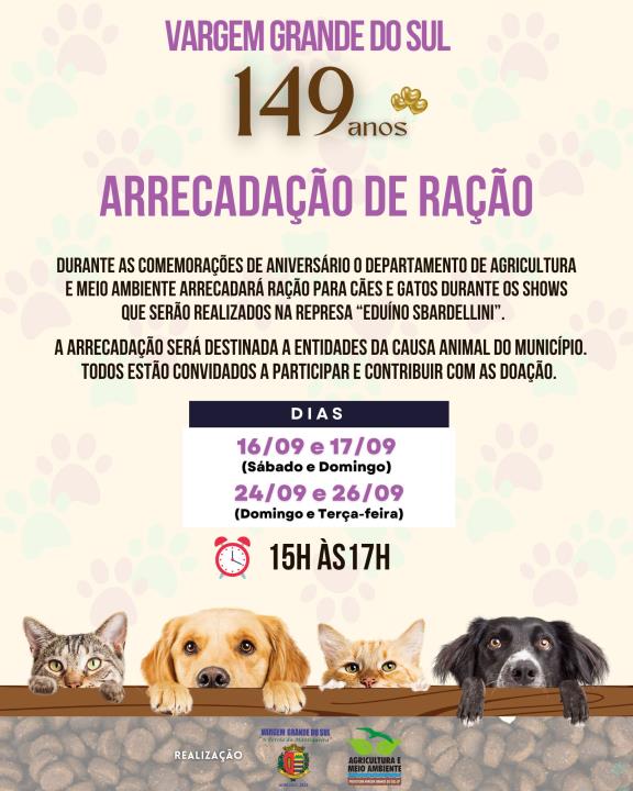 CAMPANHA PARA ARRECADAÇÃO DE RAÇÃO ANIMAL