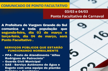 COMUNICADO DE PONTO FACULTATIVO
