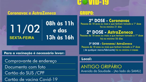 VACINAÇÃO 2ª E 3ª ASTRAZENECA E CORONAVAC