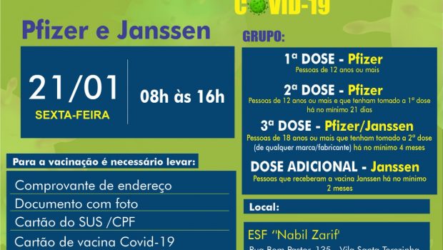 VACINAÇÃO 1ª, 2ª, 3ª DOSE e DOSE ADICIONAL