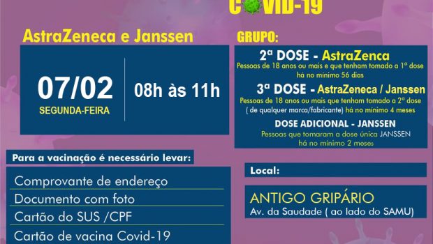 VACINAÇÃO 2ª, 3ª E DOSE ADICIONAL ASTRAZENECA E JANSSEN