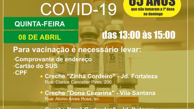 VACINAÇÃO CONTRA COVID-19 EM IDOSOS DE 65 ANOS