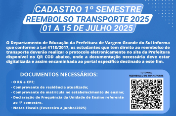 CADASTRO E ENTREGA DE RECIBOS DO REEMBOLSO ONLINE - TRANSPORTE ESCOLAR 2025