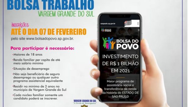 ABERTAS AS INSCRIÇÕES PARA O PROGRAMA BOLSA TRABALHO