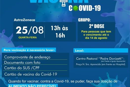 VACINAÇÃO 2ª DOSE ASTRAZENECA contra a COVID-19